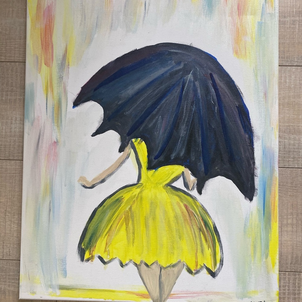 Lady in the rain painting ☂